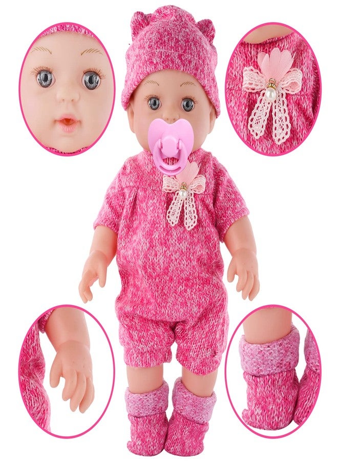 DONTNO 12 Inch Baby Doll with Clothes and Accessories, Reborn Alive Baby Doll Feeding and Caring Set with Baby Bottles Diaper Nipple for Little Girls Pretend Play Set - Image 3